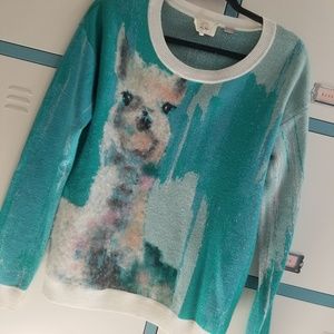 Anthropologie llama farm animal pullover